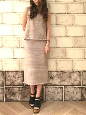 A♡さんの「【sweet6月号掲載】フリル透かしボーダーセットアップスカート」を使ったコーディネート
