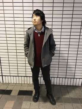 「SKULL JEANS（スカルジーンズ）のアイテム（パンツ）」を使った、トレンディヴンさん（メンズ・170cm）の冬コーディネート
