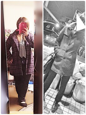 「TETE HOMME（テットオム）のアイテム（その他アウター、ブルー系）」を使った、GUPPYさん（レディース・155cm）の冬コーディネート