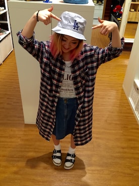 「ベルトサンダル」｜「アイテム（帽子）」を使った、mikupi-yaさん（レディース・150cm）の春コーディネート