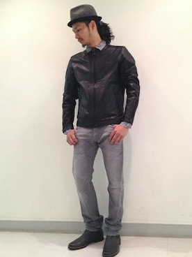 「DIESEL（ディーゼル）のLAGNUM JACKET（ブルゾン、ブラック系）」を使った、Yamadamotoki1さん（メンズ・177cm）の秋コーディネート