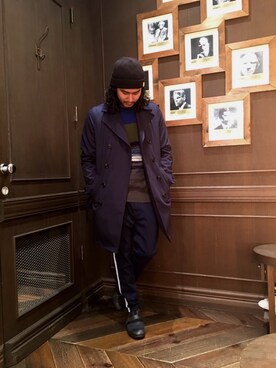 「DIESEL（ディーゼル）のアイテム（トレンチコート）」を使った、Yamadamotoki1さん（メンズ・177cm）の秋コーディネート