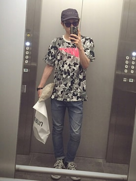 「LMCのアイテム（帽子）」を使った、UIさん（メンズ・174cm）の夏コーディネート