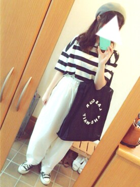 「OUTLET（アウトレット）のアイテム（帽子）」を使った、じゃわんさん（レディース・158cm）の夏コーディネート