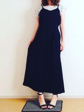 「スカーチョ」｜「アイテム（オールインワン・サロペット）」を使った、riiiさん（レディース・157cm）の夏コーディネート