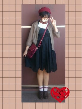 「スカラップ」｜「アイテム（ラッピングキット）」を使った、こうめさん（レディース・155cm）の秋コーディネート
