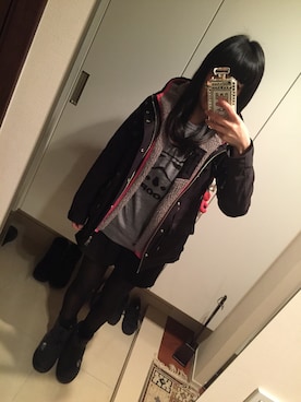 「ヌプシ」｜「アイテム（マウンテンパーカー）」を使った、naoko*ᵕ̈*さん（レディース・163cm）の冬コーディネート