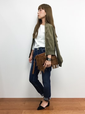 「ラフスタイル」｜「アイテム（MA-1）」を使った、ayumi  sato さん（レディース・155cm）の秋コーディネート