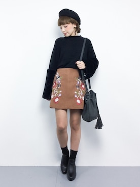 「BLISS POINT（ブリスポイント）のアイテム（帽子）」を使った、ayumi  sato さん（レディース・155cm）の秋コーディネート