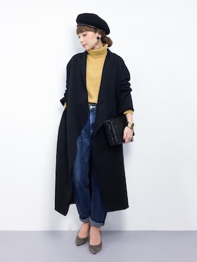 「ADAM ET ROPE'（アダムエロペ）のアイテム（ハンチング/ベレー帽）」を使った、ayumi  sato さん（レディース・155cm）の秋コーディネート