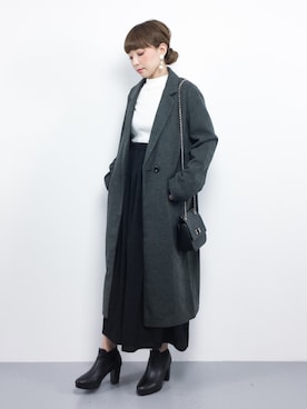 「rps（アールピーエス）のアイテム（チェスターコート）」を使った、ayumi  sato さん（レディース・155cm）の冬コーディネート