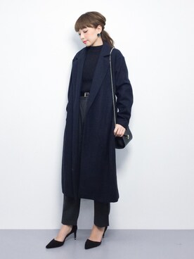 「Denime（ドゥニーム）のメルトンガウン（チェスターコート）」を使った、ayumi  sato さん（レディース・155cm）の冬コーディネート