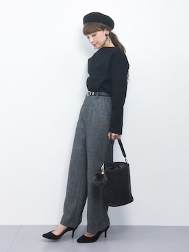 「アイテム（Tシャツ/カットソー）」を使った、ayumi  sato さん（レディース・155cm）の冬コーディネート