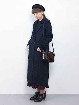 「SPIRALGIRL（スパイラルガール）のアイテム（チェスターコート）」を使った、ayumi  sato さん（レディース・155cm）の冬コーディネート