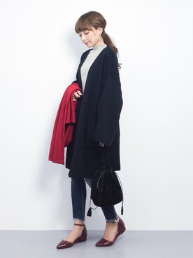 ayumi  sato さんの「スエード巾着ハンドバッグ【PLAIN CLOTHING】」を使ったコーディネート