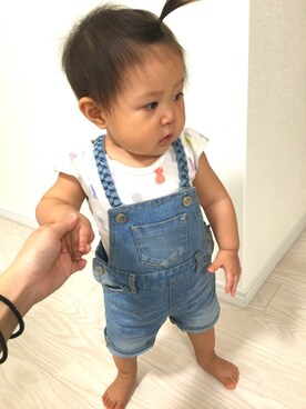 「9ヶ月」｜「アイテム（サロペット/オーバーオール）」を使った、N☺︎chanさん（キッズ・70cm）の夏コーディネート