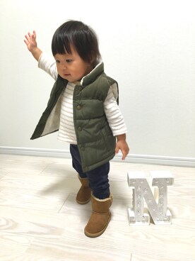 「babygap」｜「アイテム（ダウンベスト）」を使った、N☺︎chanさん（キッズ・80cm）の秋コーディネート