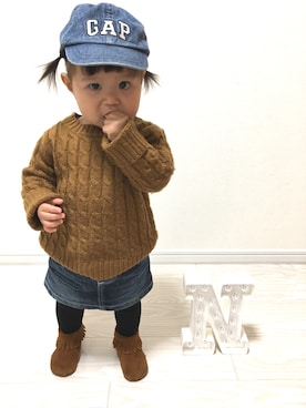 「アイテム（タイツ/ストッキング、ブルー系）」を使った、N☺︎chanさん（キッズ・80cm）の冬コーディネート