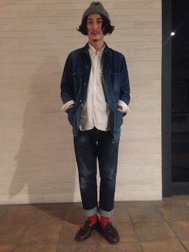 「A.P.C.（アーペーセー）のアイテム（カバーオール）」を使った、まてやそさん（メンズ・177cm）の冬コーディネート