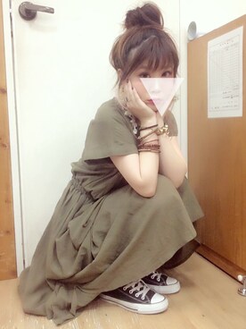 「アイテム（ピアス（片耳用）、ホワイト系）」を使った、MIRUさん（レディース・148cm）の夏コーディネート