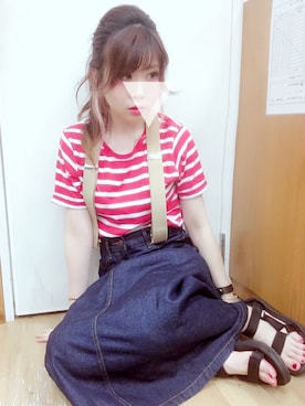 「アイテム（サスペンダー）」を使った、MIRUさん（レディース・148cm）の夏コーディネート