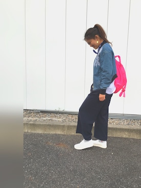 「MOUSSY（マウジー）のアイテム（スタジャン）」を使った、maiさん（レディース・160cm）の春コーディネート