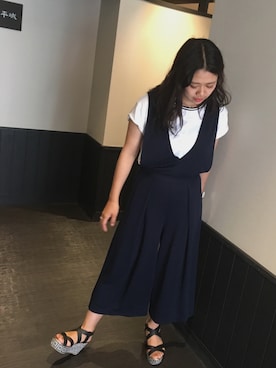 「PLST（プラステ）のアイテム（オールインワン・サロペット）」を使った、maiさん（レディース・160cm）の夏コーディネート