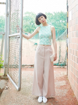 「Playhoundのアイテム」を使った、Yuting Loさん（レディース・172cm）の夏コーディネート