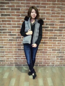 「Right-on（ライトオン）のアイテム（ダウンジャケット/コート）」を使った、Rina Nakaguroさん（レディース・152cm）の秋コーディネート