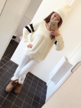 「Right-on（ライトオン）のアイテム（ブーツ）」を使った、齊魏さん（レディース・158cm）の冬コーディネート