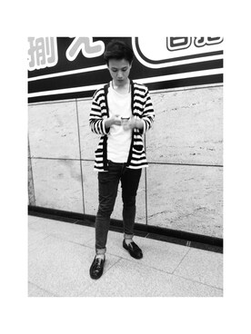「Dr. Martens（ドクターマーチン）のアイテム（シューズ、ブラック系）」を使った、m2さん（メンズ・173cm）の冬コーディネート