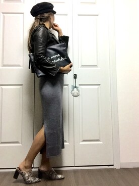 chara5814 さんの「WOMEN メリノブレンドリブスカート」を使ったコーディネート