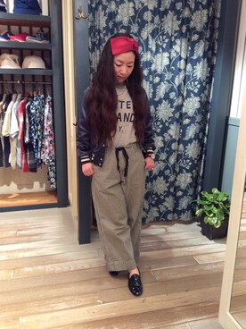 「BEAMS」｜「アイテム（ヘアアクセサリー）」を使った、マミッコさん（レディース・152cm）の春コーディネート