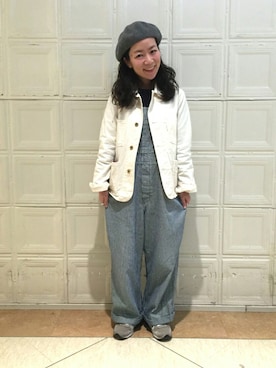 「ヒッコリー」｜「アイテム（ハンチング/ベレー帽）」を使った、マミッコさん（レディース・152cm）の冬コーディネート