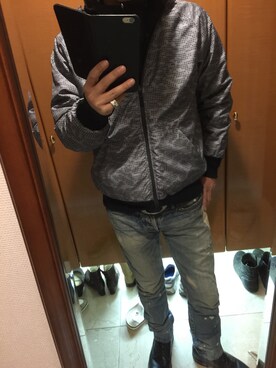 「アイテム（ナイロンジャケット）」を使った、Takashi Okunoさん（メンズ・170cm・40代）の冬コーディネート