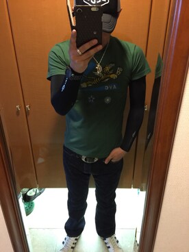 「Buzz Rickson's（バズリクソンズ）のアイテム（Tシャツ/カットソー）」を使った、Takashi Okunoさん（メンズ・170cm）の春コーディネート