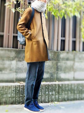 「Be Positive（ビーポジティブ）のアイテム」を使った、にこさん（メンズ・185cm）の冬コーディネート