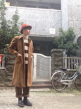 「アイテム（ステンカラーコート）」を使った、たぐっしゅーさん（メンズ・174cm・10代）の冬コーディネート