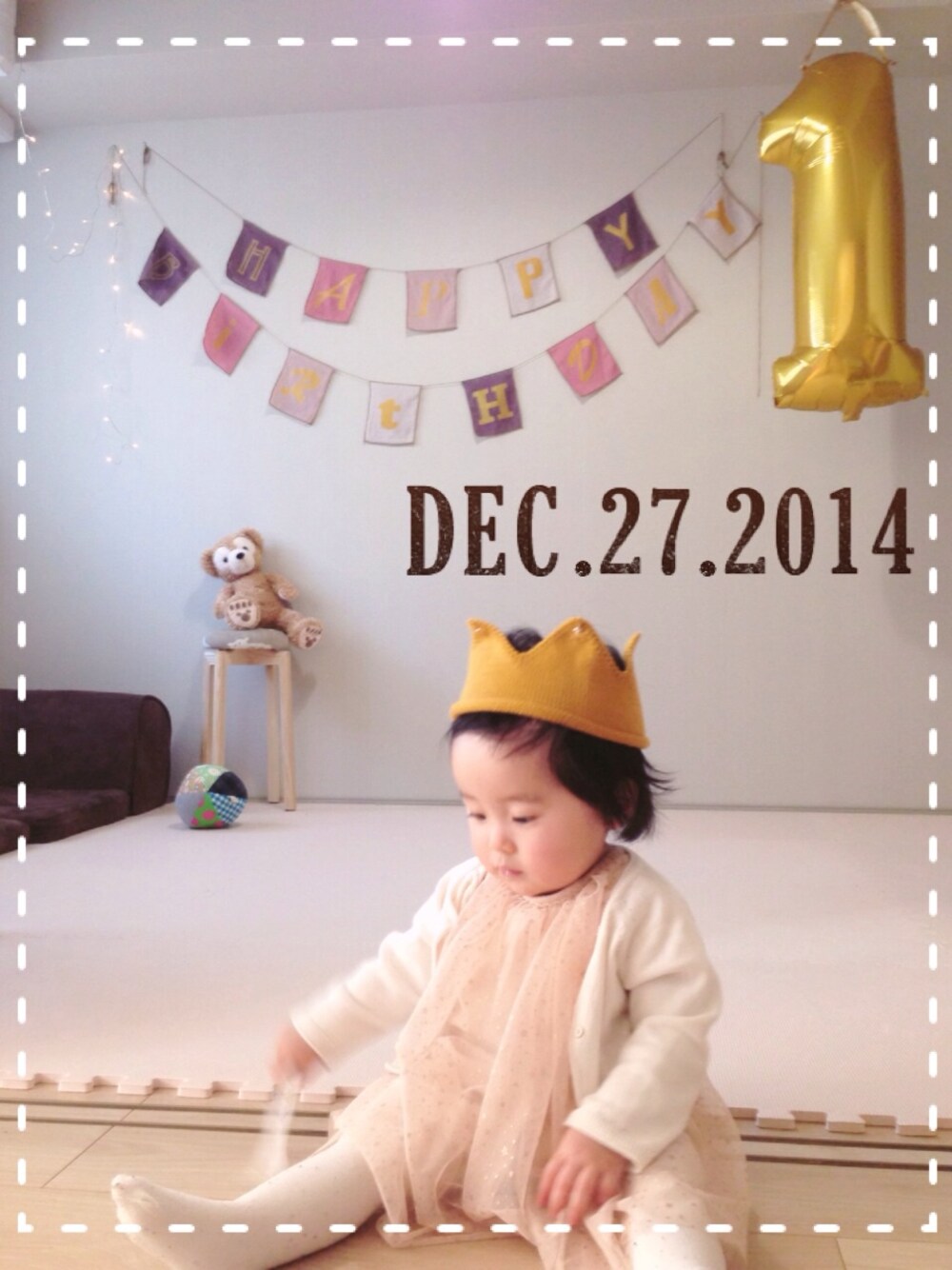 「ZARA KIDSのzaraのスターワンピース
（ワンピース、ピンク系）」を使った、LICOさん（キッズ・80cm）の冬コーディネートの1枚目の写真