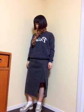 「ICB（アイシービー）のアイテム（スカート）」を使った、あぷりこっとさん（レディース・154cm）の秋コーディネート