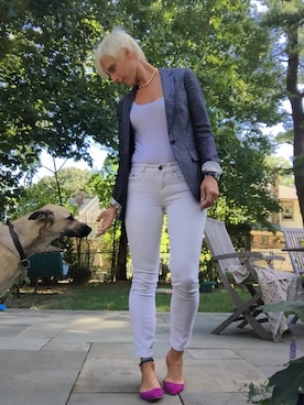 「rag & bone（ラグアンドボーン）のアイテム（テーラードジャケット）」を使った、Heather B. Smithさん（レディース・163cm）の秋コーディネート