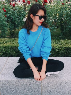 「Ray-Ban（レイバン）のアイテム（サングラス、ブラック系）」を使った、shihoさん（レディース・173cm）の秋コーディネート