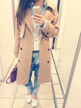 「レースブラウス」｜「アイテム（トレンチコート）」を使った、yoppiさん（レディース・161cm）の春コーディネート