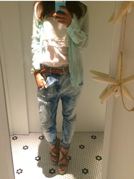 「Ungrid（アングリッド）のアイテム（チューブトップ）」を使った、yoppiさん（レディース・161cm）の夏コーディネート