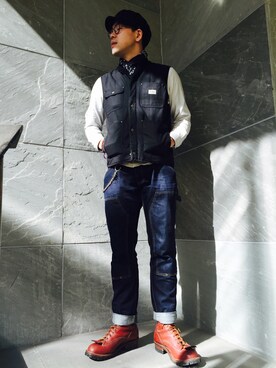 「Carhartt WIP（カーハートダブリューアイピー）のアイテム（ダウンベスト）」を使った、Kinam Kimさん（メンズ・183cm）の冬コーディネート