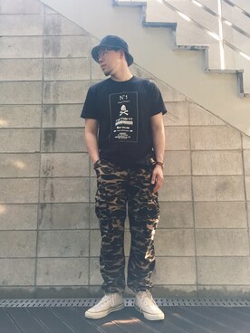 「carhartt」｜「アイテム（その他シューズ）」を使った、Kinam Kimさん（メンズ・183cm）の夏コーディネート