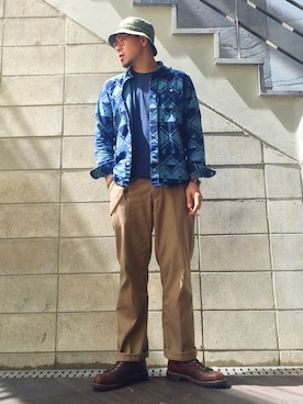 「BRIXTON（ブリクストン）のアイテム（パンツ）」を使った、Kinam Kimさん（メンズ・183cm）の秋コーディネート