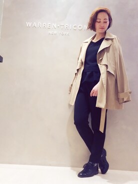 「ぺプラムトップス」｜「アイテム（トレンチコート）」を使った、だっくすさん（レディース・154cm）の春コーディネート