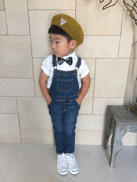 「ジャックパーセル」｜「アイテム（サロペット/オーバーオール）」を使った、amooon☺︎☁︎さん（キッズ・100cm）の秋コーディネート