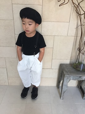 「UNIQLO（ユニクロ）のアイテム（ハンチング/ベレー帽）」を使った、amooon☺︎☁︎さん（キッズ・100cm）の秋コーディネート